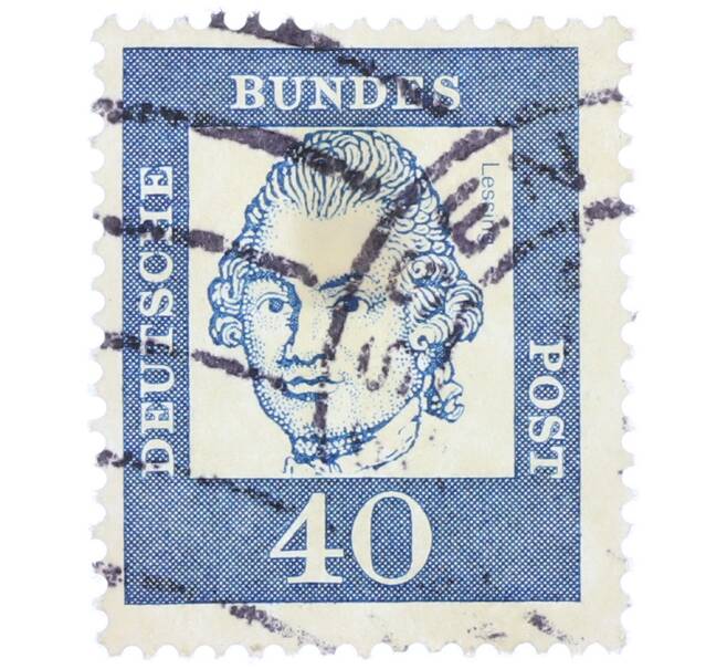Почтовая марка 40 пфеннигов 1961 года Западная Германия (ФРГ) «Выдающиеся немцы — Готхольд Эфраим Лессинг» (Артикул: T11-37507) — Фото №1