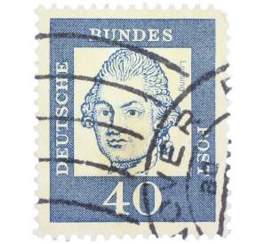 Почтовая марка 40 пфеннигов 1961 года Западная Германия (ФРГ) «Выдающиеся немцы — Готхольд Эфраим Лессинг» — Фото №1