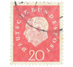 Почтовая марка 20 пфеннигов 1959 года Западная Германия (ФРГ) «Теодор Хойс» — Фото №1