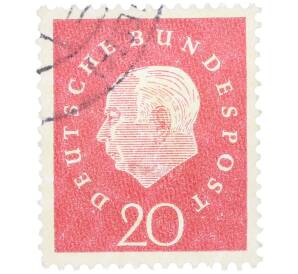 Почтовая марка 20 пфеннигов 1959 года Западная Германия (ФРГ) «Теодор Хойс» — Фото №1