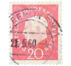 Почтовая марка 20 пфеннигов 1959 года Западная Германия (ФРГ) «Теодор Хойс» — Фото №1