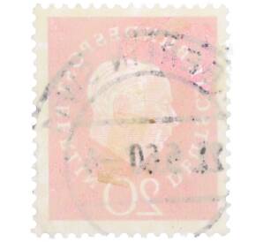 Почтовая марка 20 пфеннигов 1959 года Западная Германия (ФРГ) «Теодор Хойс» — Фото №2