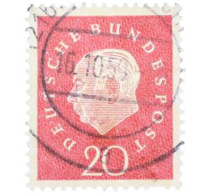 Почтовая марка 20 пфеннигов 1959 года Западная Германия (ФРГ) «Теодор Хойс» — Фото №1