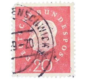 Почтовая марка 20 пфеннигов 1959 года Западная Германия (ФРГ) «Теодор Хойс» — Фото №1