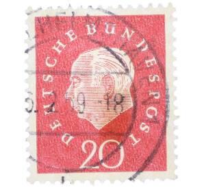 Почтовая марка 20 пфеннигов 1959 года Западная Германия (ФРГ) «Теодор Хойс» — Фото №1
