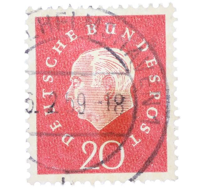 Почтовая марка 20 пфеннигов 1959 года Западная Германия (ФРГ) «Теодор Хойс» (Артикул: T11-37523) — Фото №1