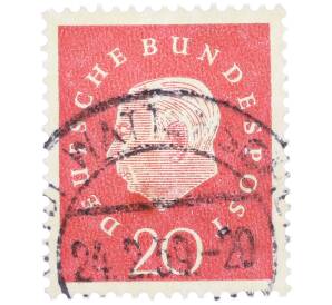 Почтовая марка 20 пфеннигов 1959 года Западная Германия (ФРГ) «Теодор Хойс» — Фото №1