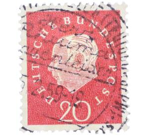 Почтовая марка 20 пфеннигов 1959 года Западная Германия (ФРГ) «Теодор Хойс» — Фото №1