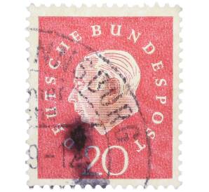 Почтовая марка 20 пфеннигов 1959 года Западная Германия (ФРГ) «Теодор Хойс» — Фото №1