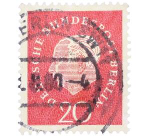Почтовая марка 20 пфеннигов 1959 года Западная Германия (ФРГ) «Теодор Хойс» — Фото №1
