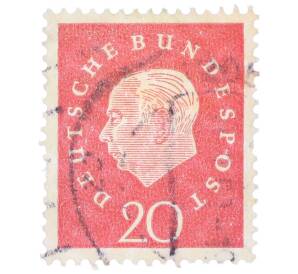 Почтовая марка 20 пфеннигов 1959 года Западная Германия (ФРГ) «Теодор Хойс» — Фото №1