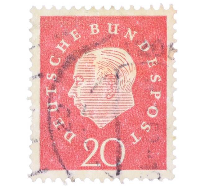 Почтовая марка 20 пфеннигов 1959 года Западная Германия (ФРГ) «Теодор Хойс» (Артикул: T11-37531) — Фото №1