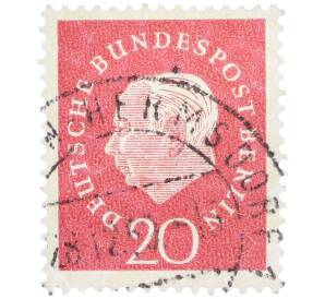 Почтовая марка 20 пфеннигов 1959 года Западная Германия (ФРГ) «Теодор Хойс» — Фото №1