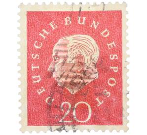 Почтовая марка 20 пфеннигов 1959 года Западная Германия (ФРГ) «Теодор Хойс» — Фото №1