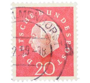 Почтовая марка 20 пфеннигов 1959 года Западная Германия (ФРГ) «Теодор Хойс» — Фото №1