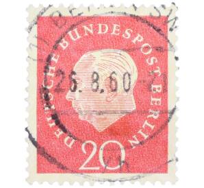 Почтовая марка 20 пфеннигов 1959 года Западная Германия (ФРГ) «Теодор Хойс» — Фото №1