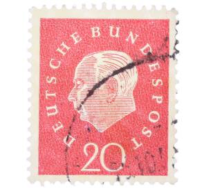 Почтовая марка 20 пфеннигов 1959 года Западная Германия (ФРГ) «Теодор Хойс» — Фото №1