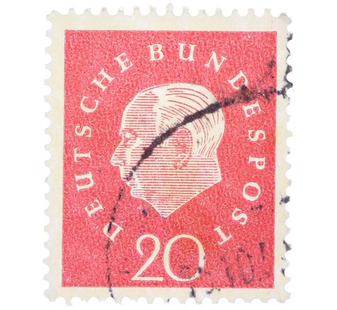 Почтовая марка 20 пфеннигов 1959 года Западная Германия (ФРГ) «Теодор Хойс» (Артикул: T11-37544) — Фото №1
