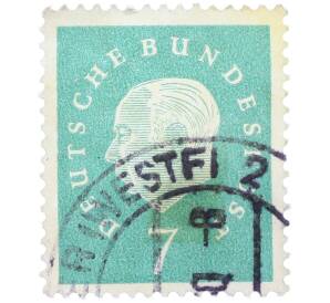 Почтовая марка 7 пфеннигов 1959 года Западная Германия (ФРГ) «Теодор Хойс» — Фото №1