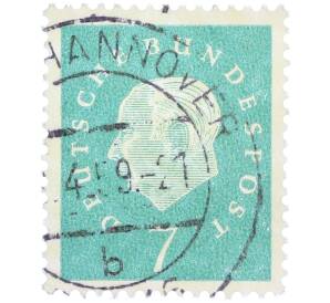 Почтовая марка 7 пфеннигов 1959 года Западная Германия (ФРГ) «Теодор Хойс» — Фото №1