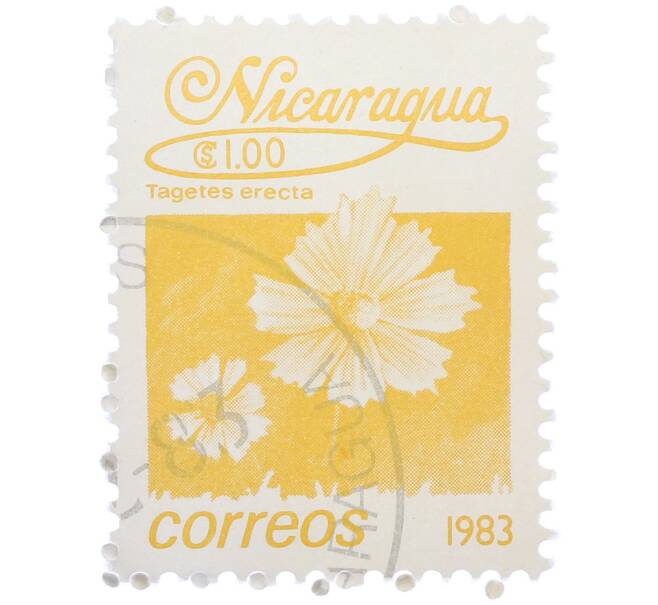 Почтовая марка 1 кордоба 1983 года Никарагуа «Бархатцы прямостоячие» (Артикул: T11-37565) — Фото №1