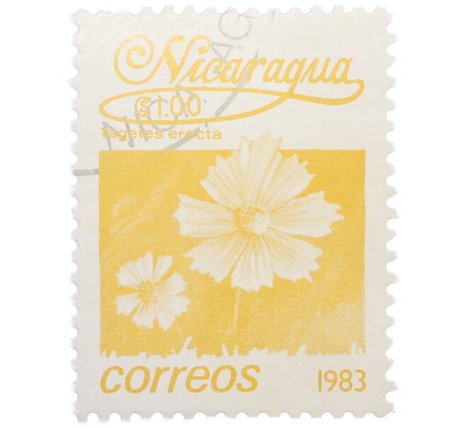 Почтовая марка 1 кордоба 1983 года Никарагуа «Бархатцы прямостоячие» (Артикул: T11-37566) — Фото №1