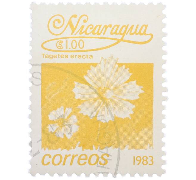 Почтовая марка 1 кордоба 1983 года Никарагуа «Бархатцы прямостоячие» (Артикул: T11-37567) — Фото №1