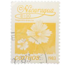 Почтовая марка 1 кордоба 1983 года Никарагуа «Бархатцы прямостоячие» — Фото №1