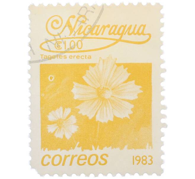 Почтовая марка 1 кордоба 1983 года Никарагуа «Бархатцы прямостоячие» (Артикул: T11-37571) — Фото №1