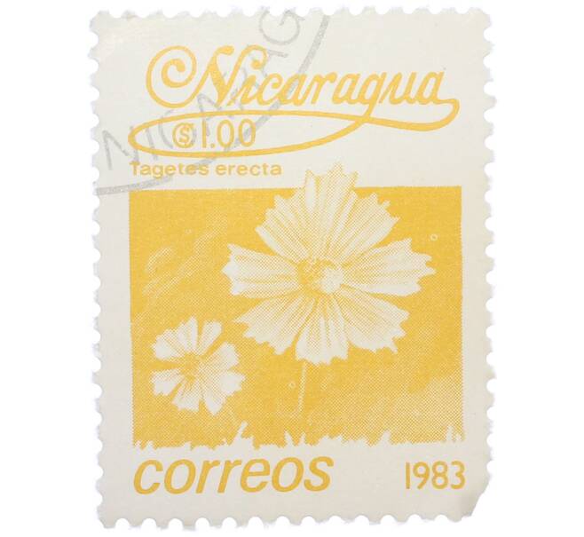 Почтовая марка 1 кордоба 1983 года Никарагуа «Бархатцы прямостоячие» (Артикул: T11-37572) — Фото №1