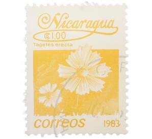 Почтовая марка 1 кордоба 1983 года Никарагуа «Бархатцы прямостоячие» — Фото №1