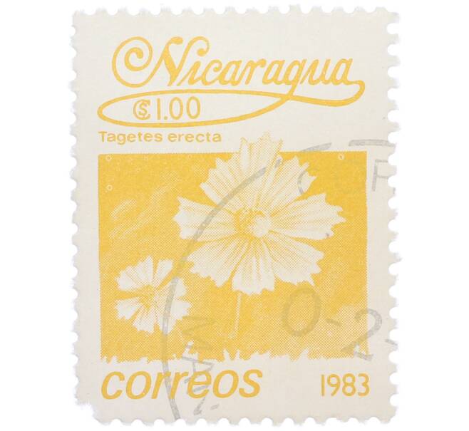 Почтовая марка 1 кордоба 1983 года Никарагуа «Бархатцы прямостоячие» (Артикул: T11-37578) — Фото №1