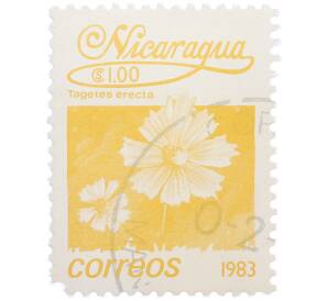 Почтовая марка 1 кордоба 1983 года Никарагуа «Бархатцы прямостоячие» — Фото №1