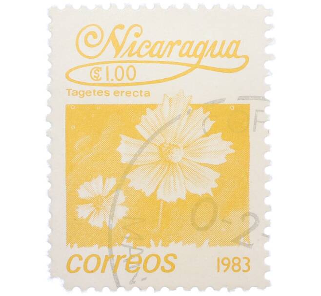 Почтовая марка 1 кордоба 1983 года Никарагуа «Бархатцы прямостоячие» (Артикул: T11-37581) — Фото №1