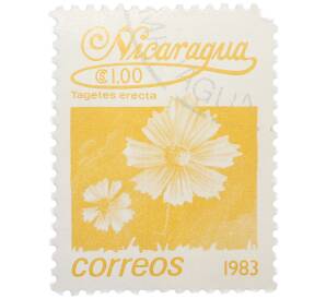 Почтовая марка 1 кордоба 1983 года Никарагуа «Бархатцы прямостоячие» — Фото №1