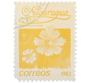Почтовая марка 1 кордоба 1983 года Никарагуа «Бархатцы прямостоячие» — Фото №1