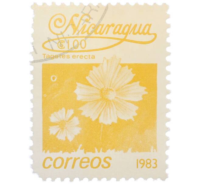 Почтовая марка 1 кордоба 1983 года Никарагуа «Бархатцы прямостоячие» (Артикул: T11-37583) — Фото №1