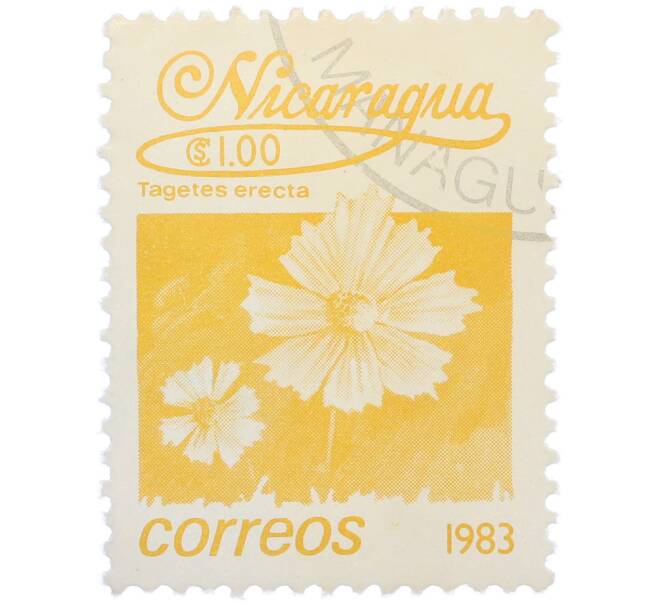 Почтовая марка 1 кордоба 1983 года Никарагуа «Бархатцы прямостоячие» (Артикул: T11-37584) — Фото №1