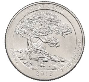 1/4 доллара (25 центов) 2013 года D США «Национальные парки — №18 Национальный парк Грейт-Бейсин» — Фото №1