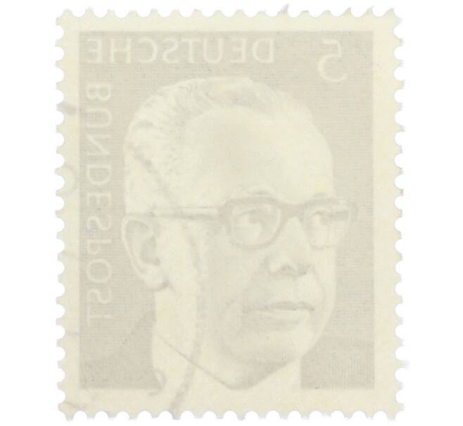 Почтовая марка 5 пфеннигов 1970 года Западная Германия (ФРГ) «Президент Густав Хайнеман» (Артикул: T11-37629) — Фото №2