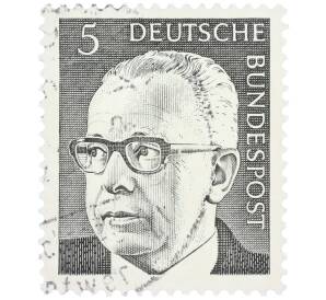 Почтовая марка 5 пфеннигов 1970 года Западная Германия (ФРГ) «Президент Густав Хайнеман» — Фото №1