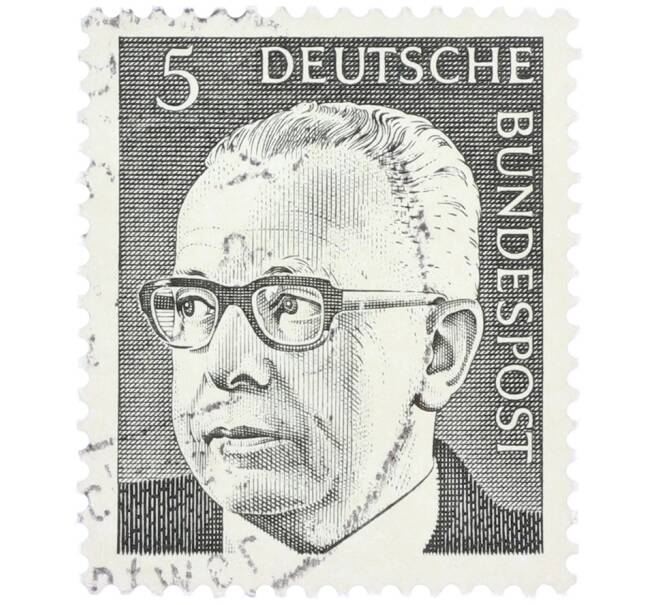 Почтовая марка 5 пфеннигов 1970 года Западная Германия (ФРГ) «Президент Густав Хайнеман» (Артикул: T11-37630) — Фото №1