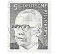 Почтовая марка 5 пфеннигов 1970 года Западная Германия (ФРГ) «Президент Густав Хайнеман» (Артикул: T11-37631) — Фото №1