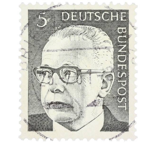 Почтовая марка 5 пфеннигов 1970 года Западная Германия (ФРГ) «Президент Густав Хайнеман» (Артикул: T11-37632) — Фото №1