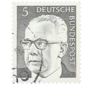 Почтовая марка 5 пфеннигов 1970 года Западная Германия (ФРГ) «Президент Густав Хайнеман» — Фото №1