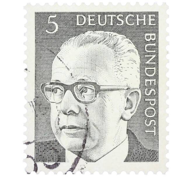 Почтовая марка 5 пфеннигов 1970 года Западная Германия (ФРГ) «Президент Густав Хайнеман» (Артикул: T11-37633) — Фото №1