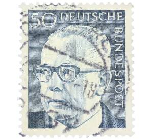 Почтовая марка 50 пфеннигов 1971 года Западная Германия (ФРГ) «Президент Густав Хайнеман» — Фото №1