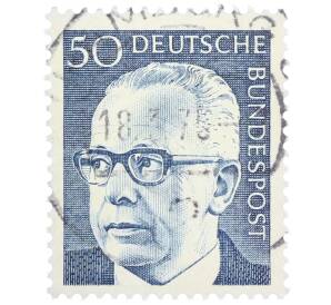 Почтовая марка 50 пфеннигов 1971 года Западная Германия (ФРГ) «Президент Густав Хайнеман» — Фото №1