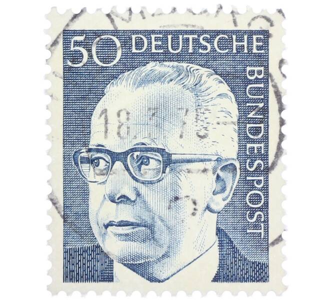 Почтовая марка 50 пфеннигов 1971 года Западная Германия (ФРГ) «Президент Густав Хайнеман» (Артикул: T11-37635) — Фото №1