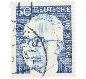 Почтовая марка 50 пфеннигов 1971 года Западная Германия (ФРГ) «Президент Густав Хайнеман» — Фото №1